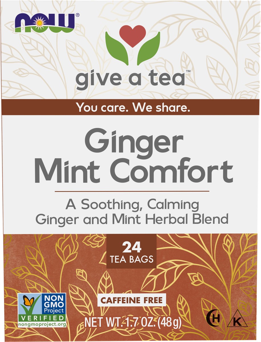 slide 3 of 8, NOW Ginger Mint Comfort Tea - 24 Tea Bags, 1 ct