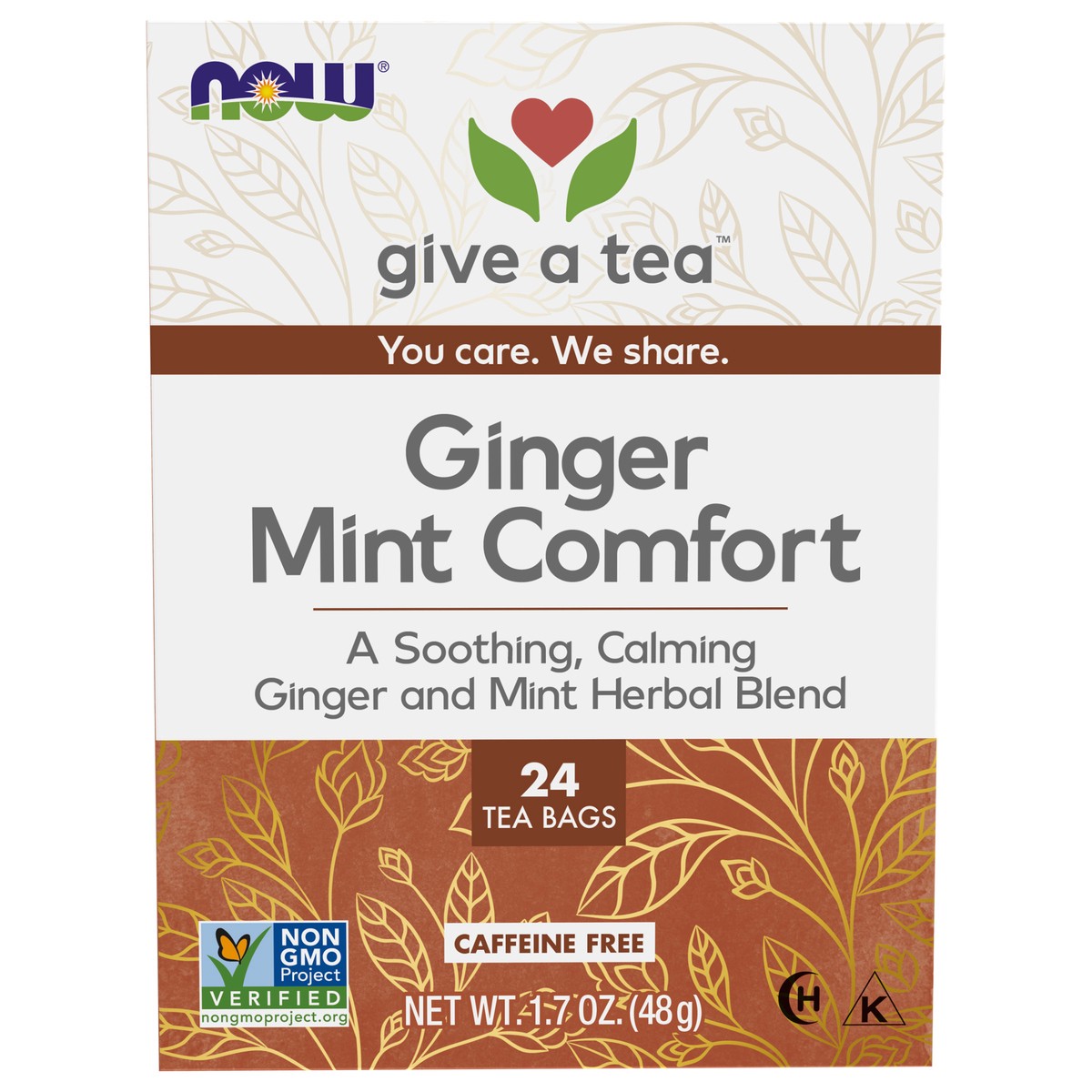 slide 1 of 8, NOW Ginger Mint Comfort Tea - 24 Tea Bags, 1 ct