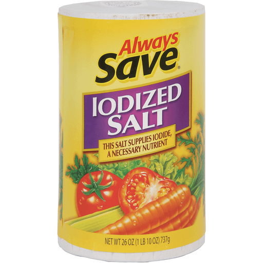 slide 1 of 1, Always Save Al Save Iodized Salt, 26 oz