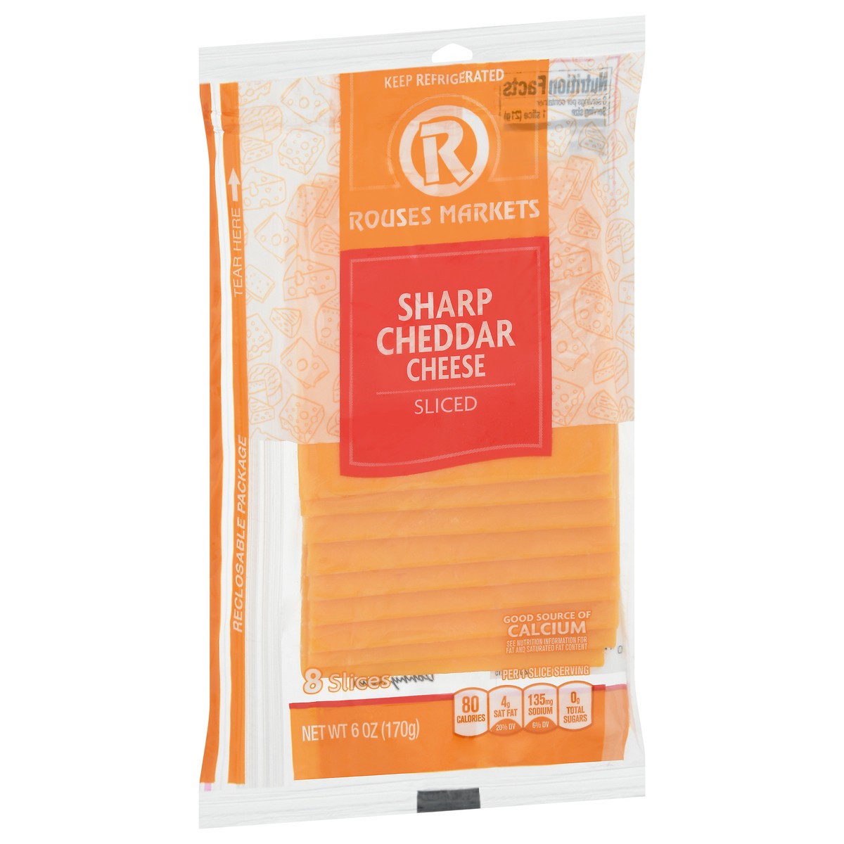 slide 8 of 12, Rouses Markets Sharp Cheddar Sliced Cheese 8 Slices, 8 ct