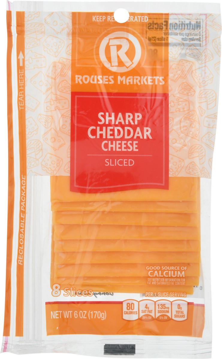 slide 2 of 12, Rouses Markets Sharp Cheddar Sliced Cheese 8 Slices, 8 ct