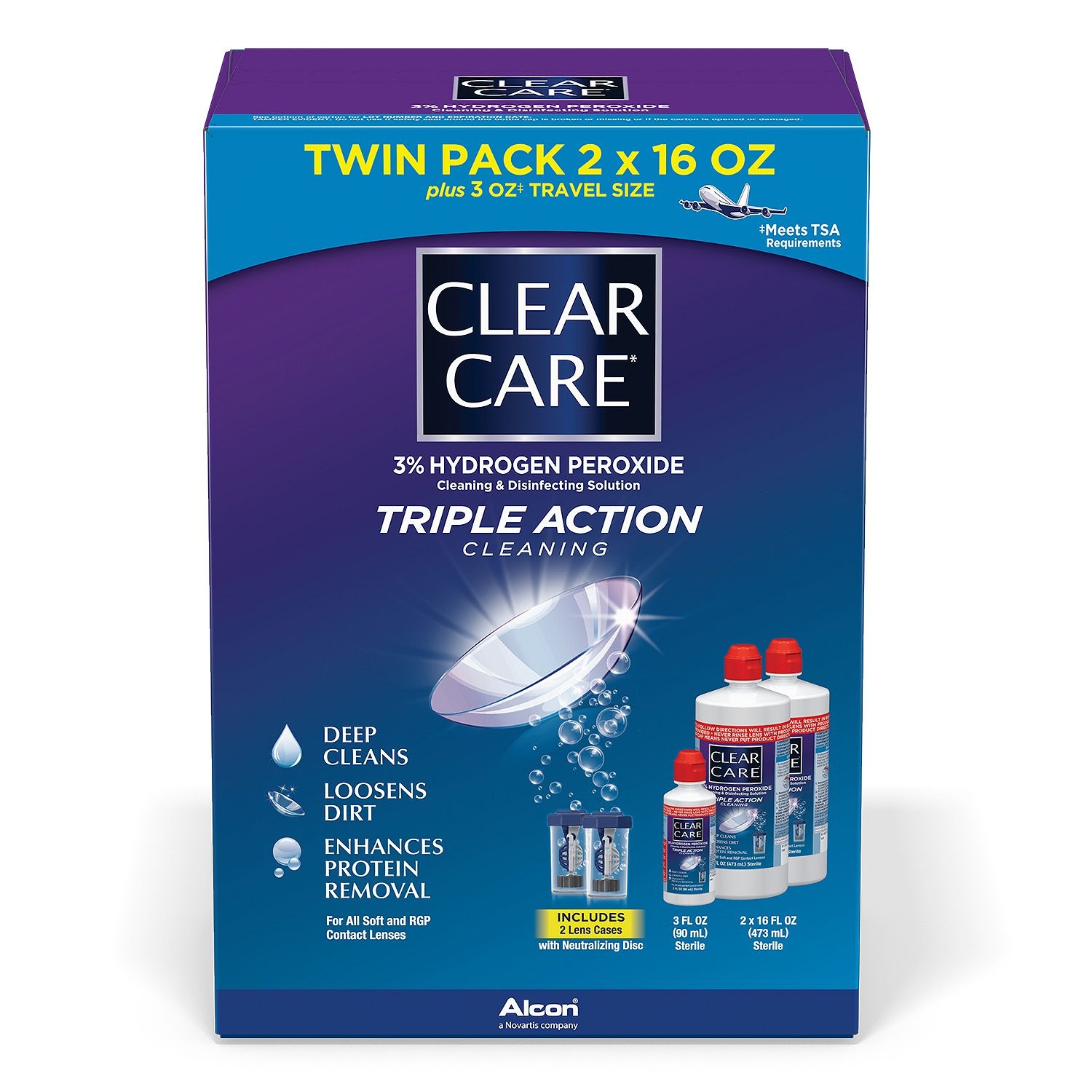 slide 1 of 1, Clear Care Lens Solution Twin Pack, 24 oz