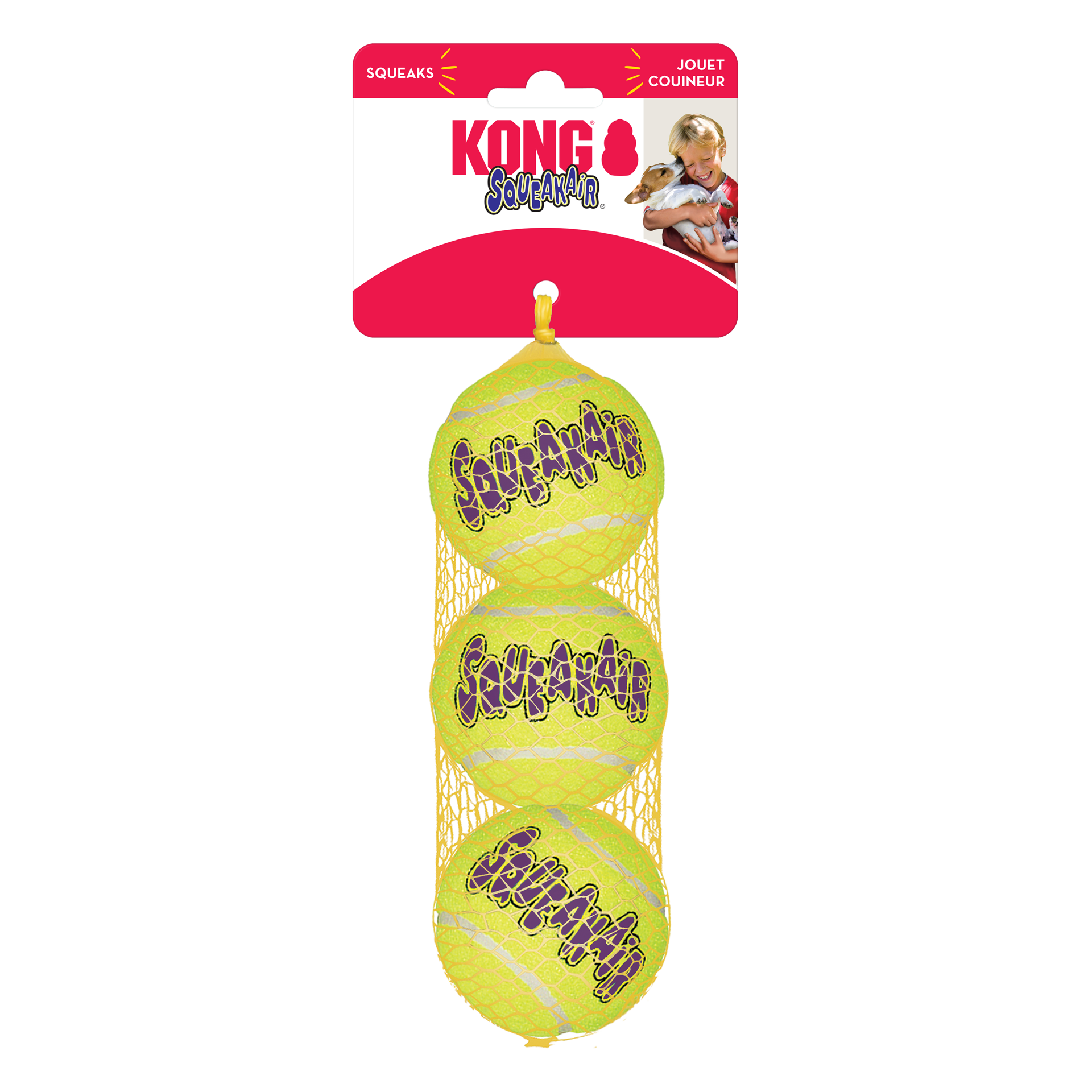 slide 4 of 4, KONG Air Dog Tennis Ball Dog Toy with Squeaker , 1 ct