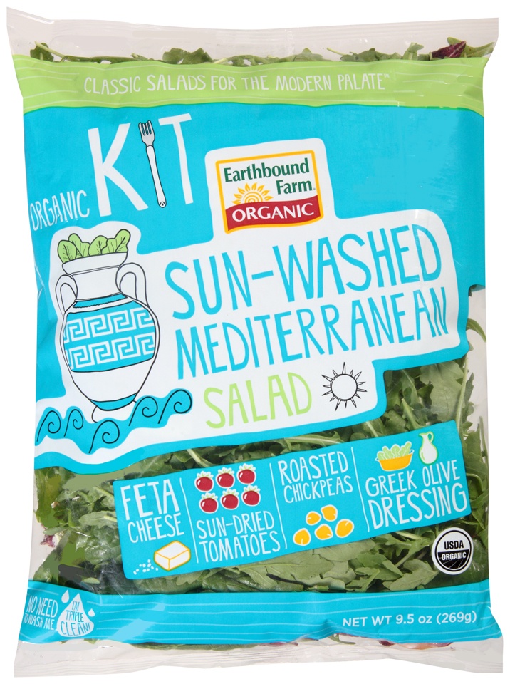 slide 1 of 1, Earthbound Farm Organic Sunwashed Mediterranean Salad Kit, 9.5 oz