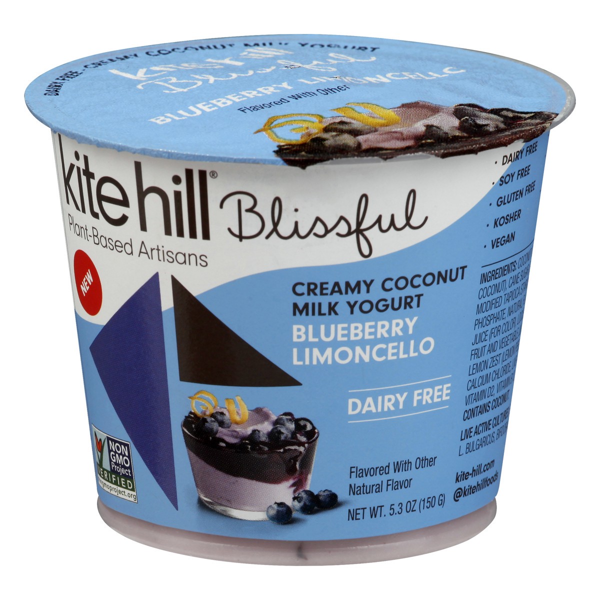 slide 3 of 13, Kite Hill Creamy Coconut Milk Blueberry Limoncello Yogurt 5.3 oz, 5.3 oz