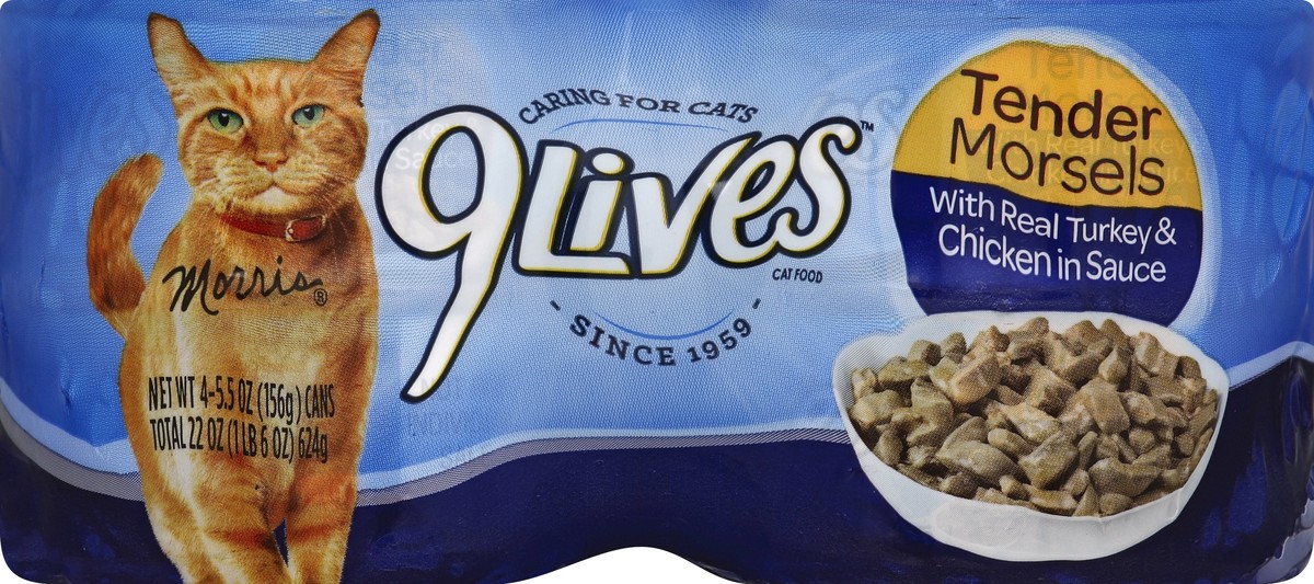 slide 5 of 6, 9Lives Cat Food, with Real Turkey & Chicken in Sauce, Tender Morsels, 4 ct