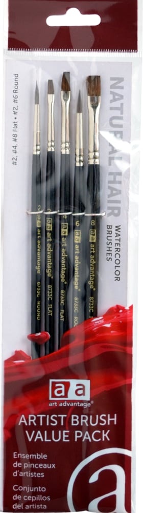 slide 1 of 1, Art Advantage Watercolor Brush Set - Black, 5 ct