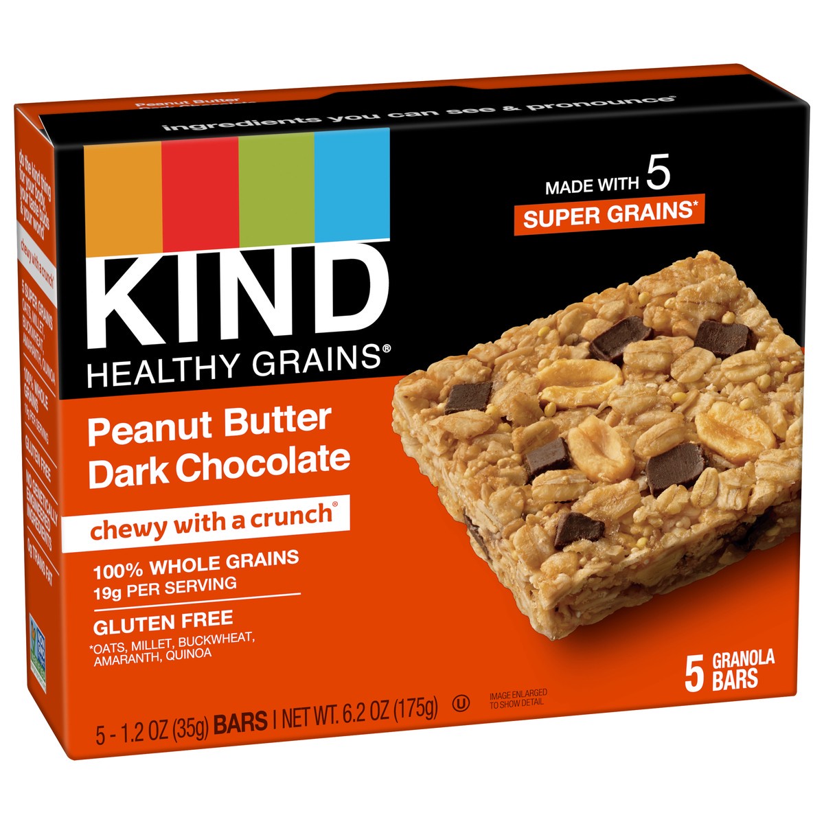 slide 2 of 8, KIND Healthy Grain Bars, Peanut Butter Dark Chocolate, 6.2 oz