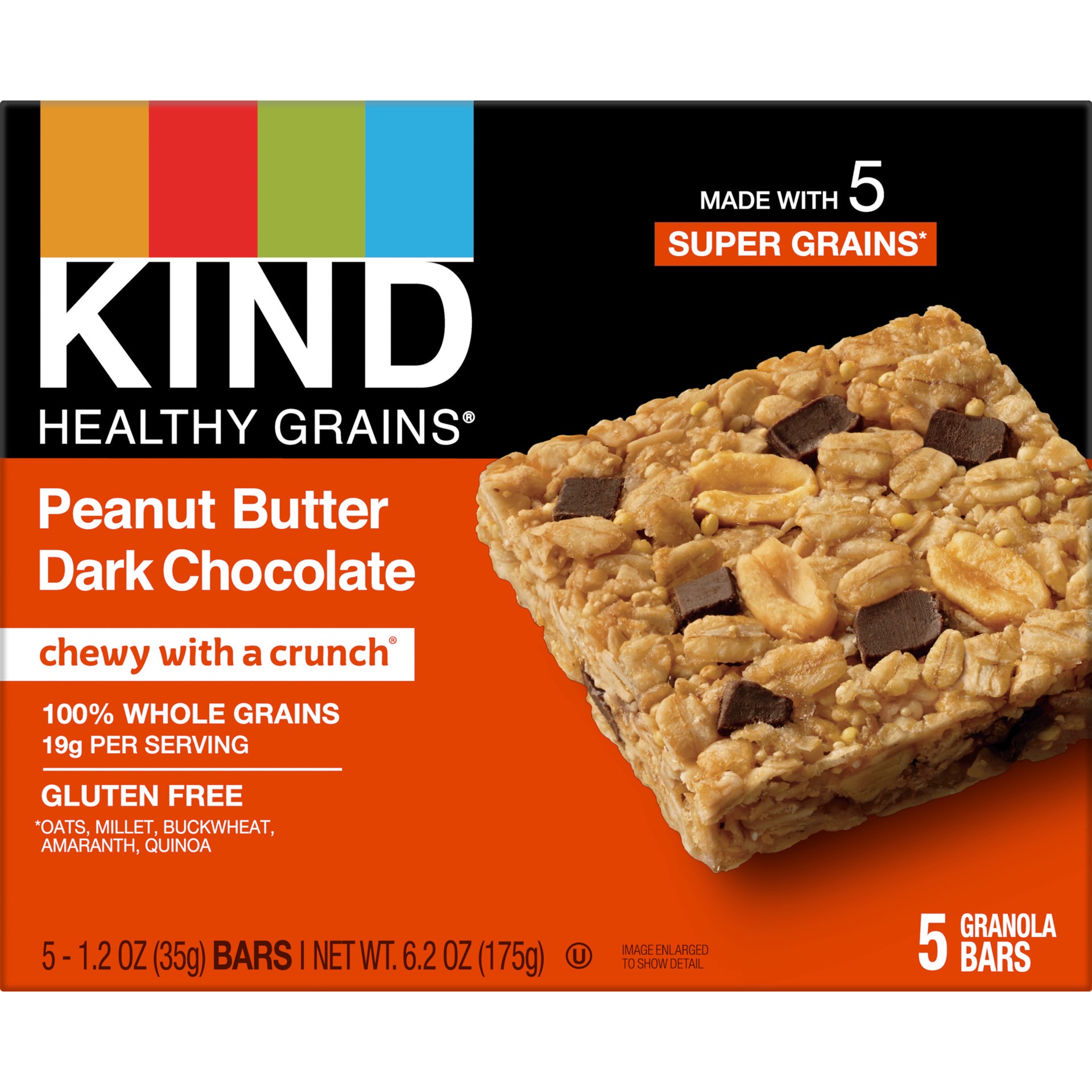 slide 1 of 8, KIND Healthy Grain Bars, Peanut Butter Dark Chocolate, 6.2 oz