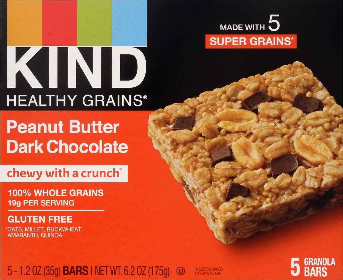 slide 8 of 8, KIND Healthy Grain Bars, Peanut Butter Dark Chocolate, 6.2 oz