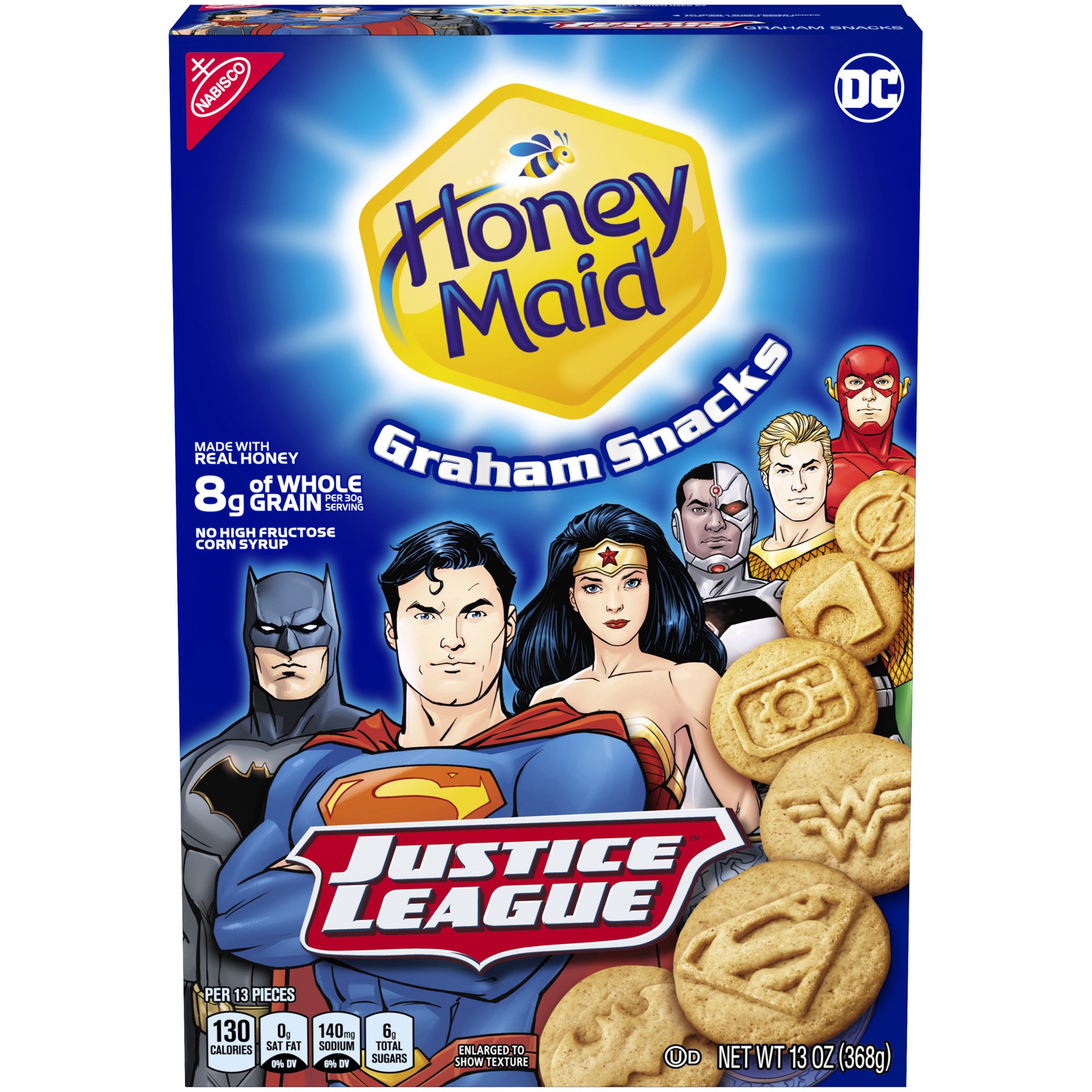 slide 1 of 6, Honey Maid Justice League Graham Snacks, 1 box (13oz), 0.95 lb