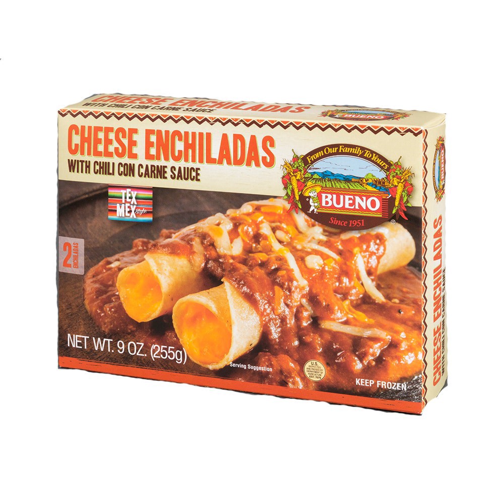 slide 2 of 2, Bueno Foods Cheese Enchiladas With Chili Con Carne Sauce, 9 oz