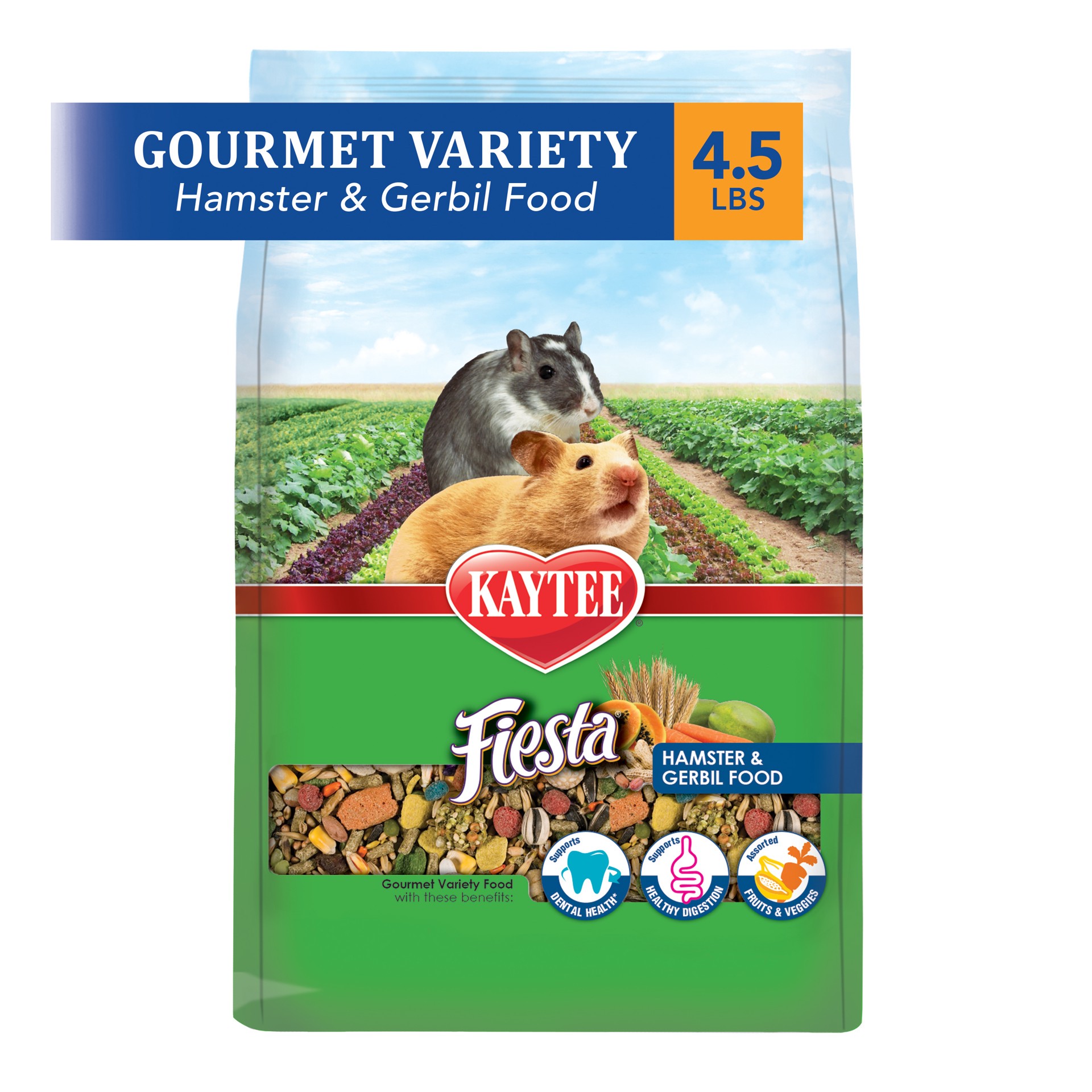 slide 1 of 10, Kaytee Pet Specialty Kaytee Fiesta Hamster and Gerbil Food 4.5 lb, Fortified Gourmet Diet, 4.5 lb