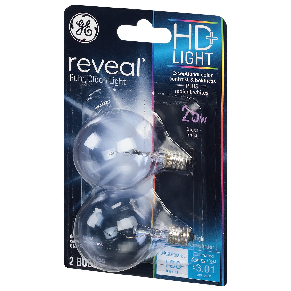 slide 3 of 9, GE Reveal 25 Watts Clear Finish HD+Light Bulbs 2 ea, 2 ct