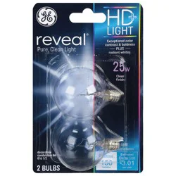 GE Reveal 25 Watts Clear Finish HD+Light Bulbs 2 ea