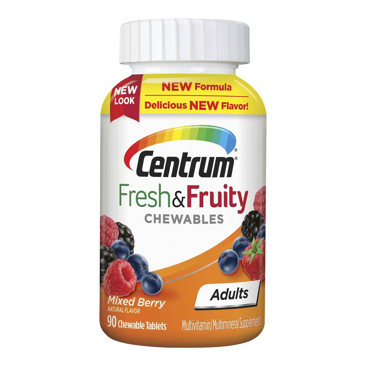 slide 1 of 1, Centrum Adults Fresh Fruity Mixed Berry Chewable Tablets, 90 ct