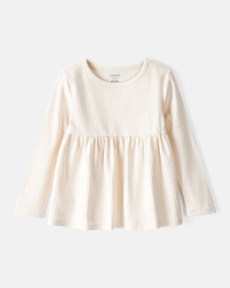 slide 1 of 2, Carter's Toddler Girl Long-Sleeve Peplum Top - White Cream 3T, 1 ct