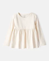 Carter's Toddler Girl Long-Sleeve Peplum Top - White Cream 3T