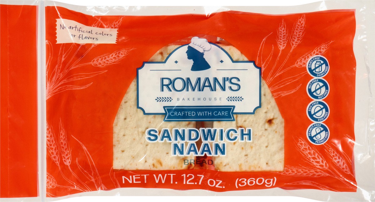 slide 12 of 13, Roman's Bakehouse Sandwich Naan Bread 12.7 oz, 12.7 oz
