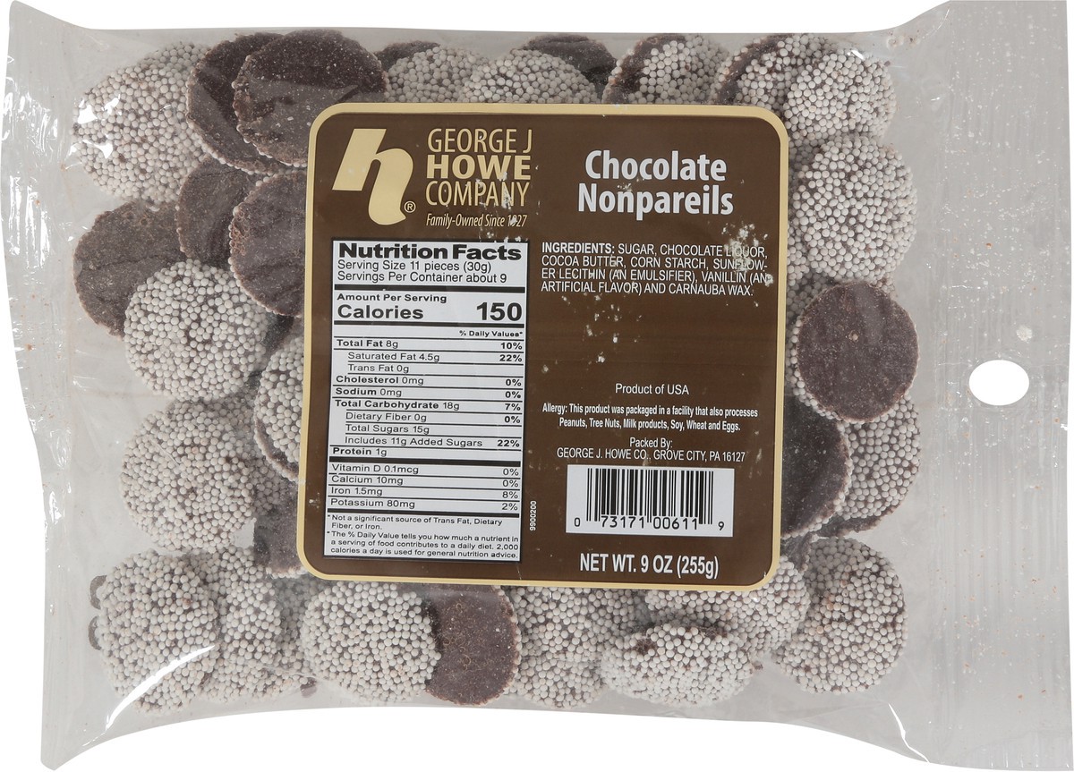 slide 3 of 9, Howe Chocolate Nonpareils 9 oz, 9 oz