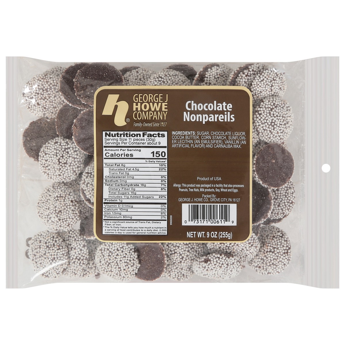 slide 1 of 9, Howe Chocolate Nonpareils 9 oz, 9 oz