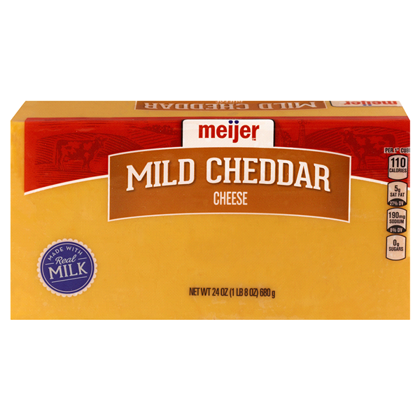 slide 1 of 2, Meijer Chunk Mild Cheddar Cheese, 24 oz