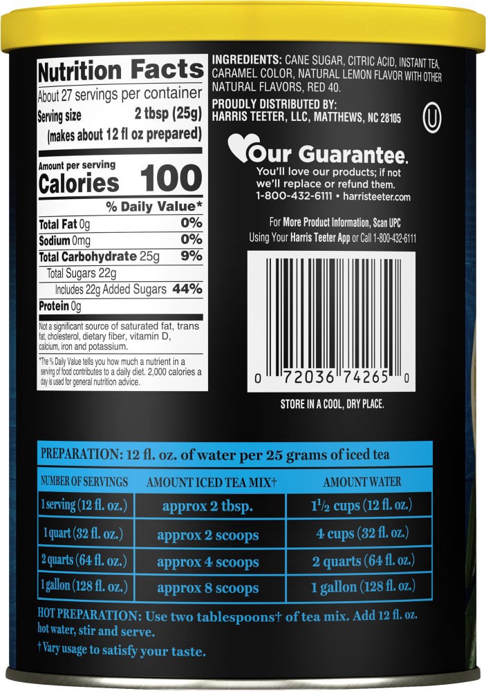slide 2 of 4, Harris Teeter® Lemon Iced Tea Mix, 23.6 oz
