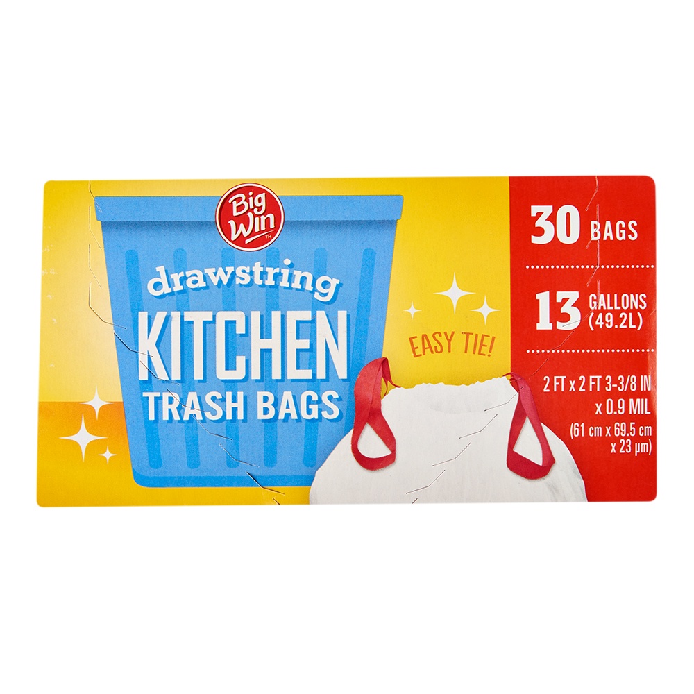 slide 1 of 2, Big Win Draw String Kitchen Bags, 13 gal, 30 ct