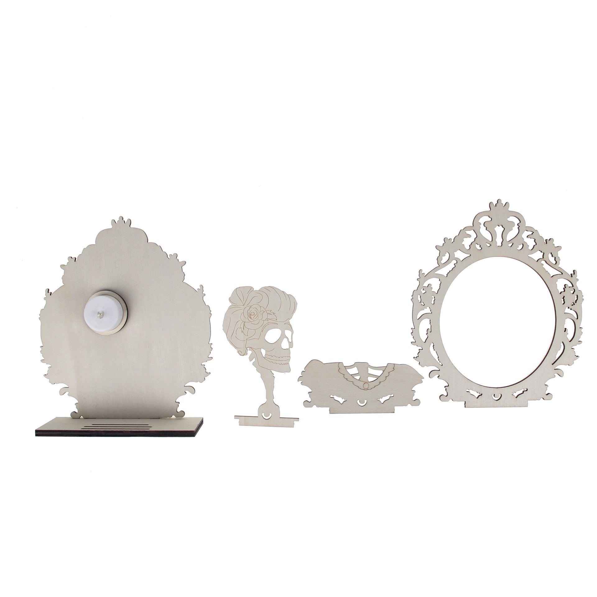 slide 2 of 4, 8.25" Layered Lady Skeleton Diy Led Plywood Decor By Make Market, 8.25 in