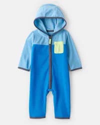 Carter's Carters Baby Boy Color Block Fleece Long-Sleeve Jumpsuit - Blue Blue 18M