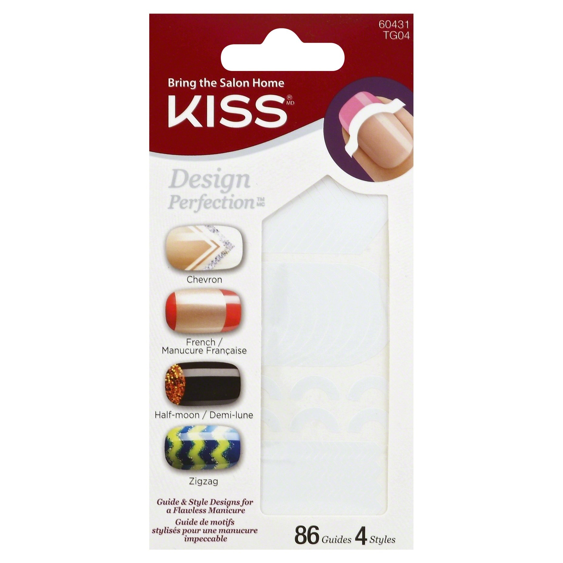 slide 1 of 1, Kiss Design Perfection Tip Guides 4 Styles, 86 ct