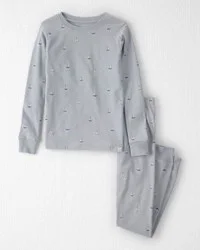 Littleplanet Kid 2-Piece Organic Cotton Ribbed Pajama Set in Sail Away Print - Size 4