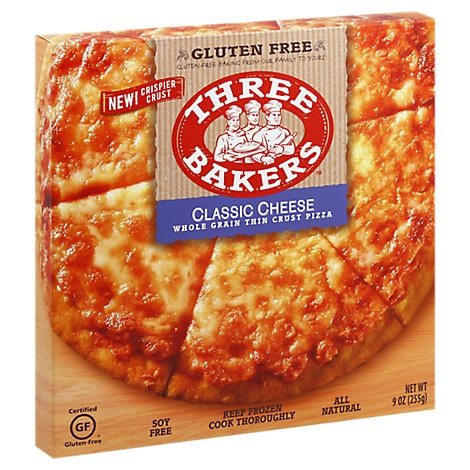 slide 1 of 1, Three Bakers Pizza Classic Cheese Whole Grain Frozen, 9 oz