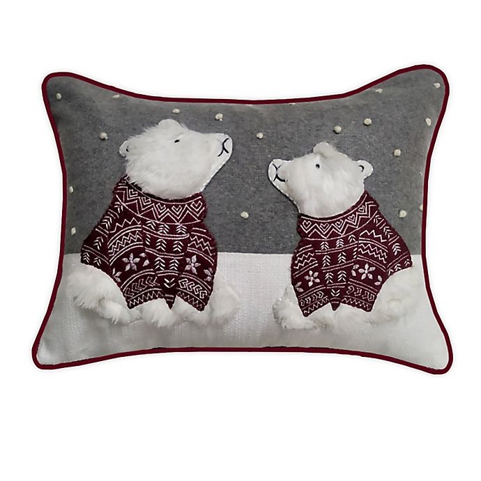 slide 1 of 1, Winter Wonderland Polar Bears Rectangle Throw Pillow - Grey/Red, 1 ct