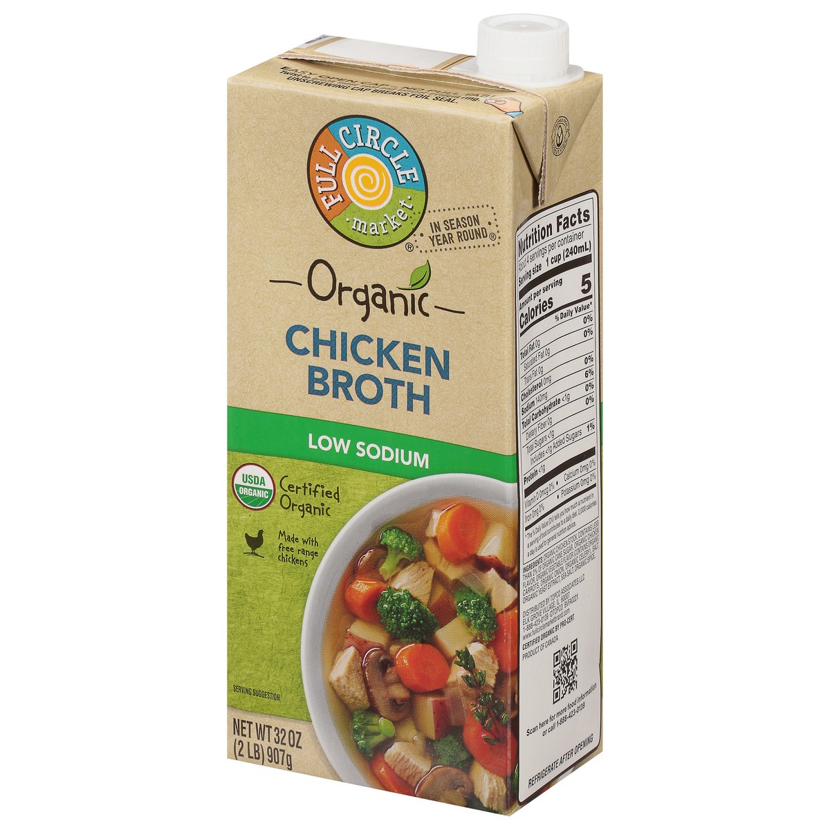 slide 8 of 9, Full Circle Market Organic Low Sodium Chicken Broth 32 oz, 32 oz