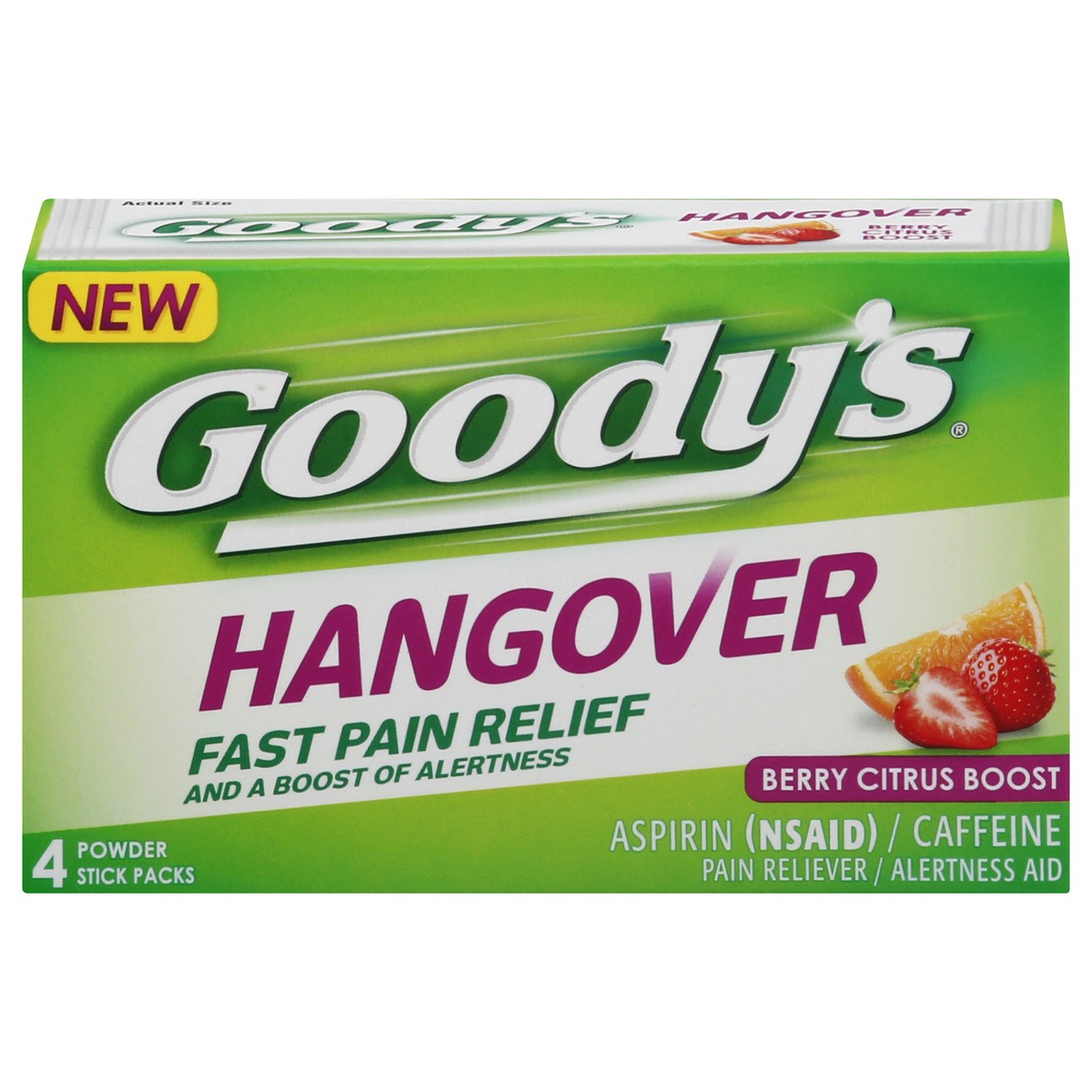 slide 1 of 9, Goody's Powder Stick Packs Berry Citrus Boost Hangover 4 ea, 4 ct