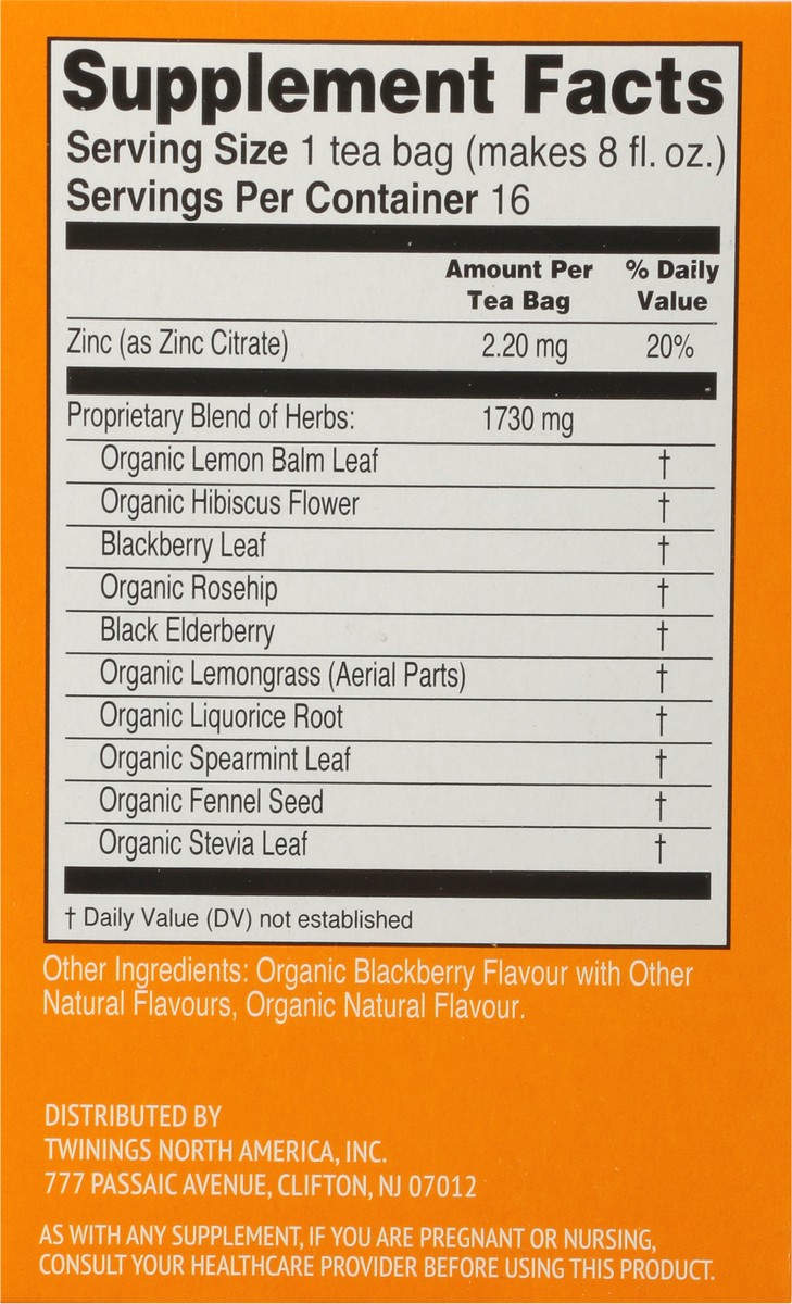 slide 8 of 9, Twinings Superblends Immune Support Blackberry Flavoured Herbal Tea 16 Tea Bags, 16 ct