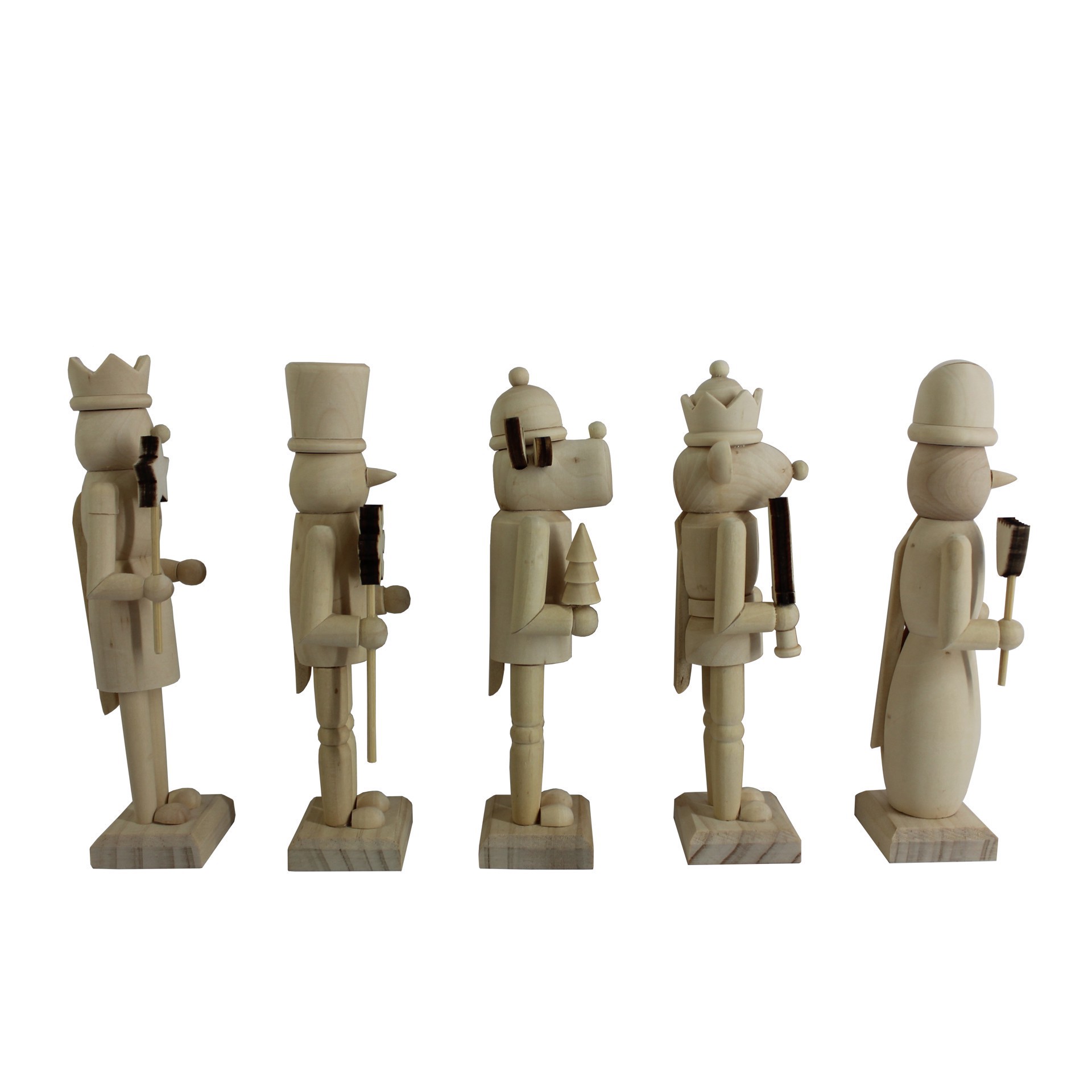 slide 6 of 6, 6" Whimsical 5 Piece Diy Pinewood Nutcracker Set By Make Market, 5 ct