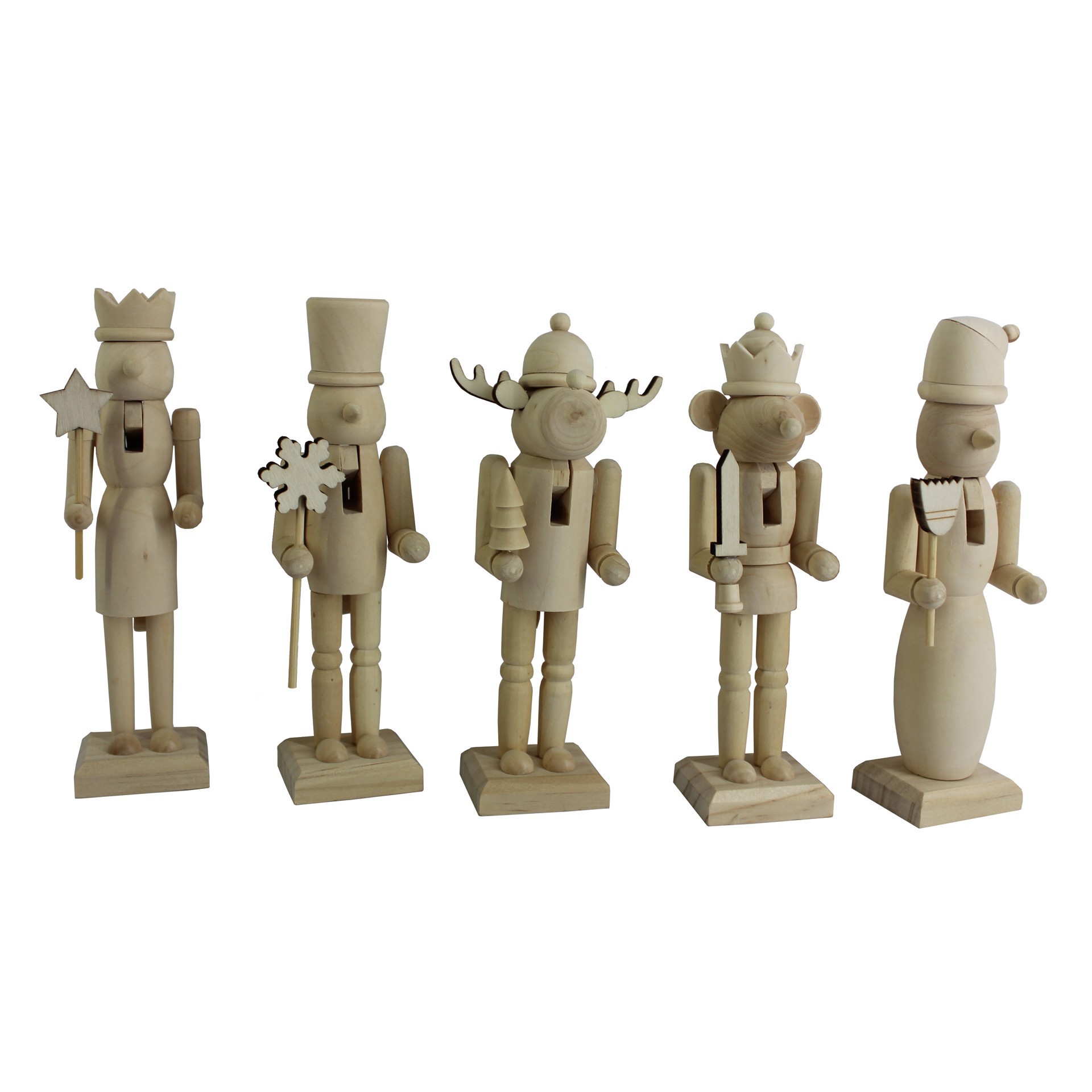 slide 2 of 6, 6" Whimsical 5 Piece Diy Pinewood Nutcracker Set By Make Market, 5 ct
