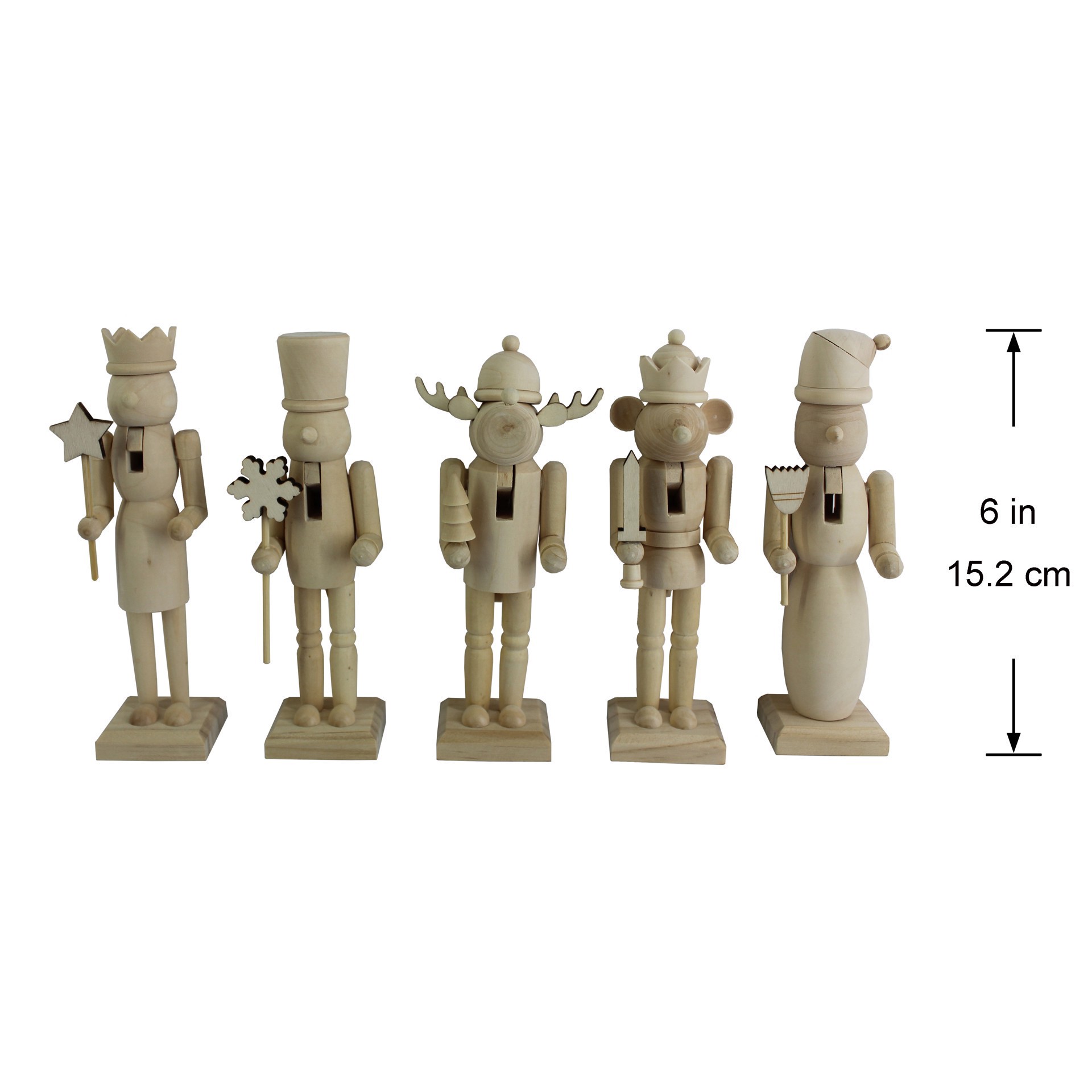slide 3 of 6, 6" Whimsical 5 Piece Diy Pinewood Nutcracker Set By Make Market, 5 ct