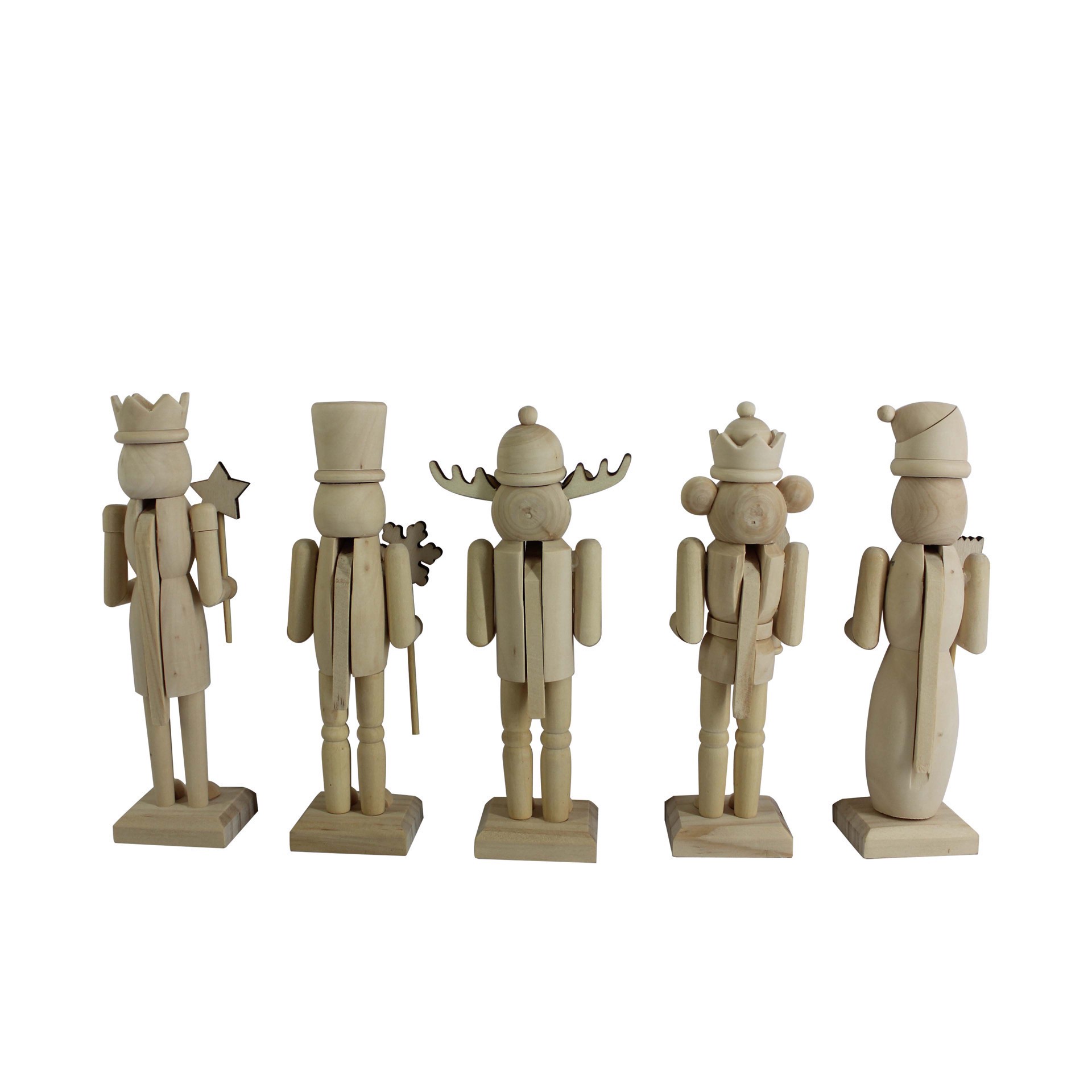 slide 4 of 6, 6" Whimsical 5 Piece Diy Pinewood Nutcracker Set By Make Market, 5 ct