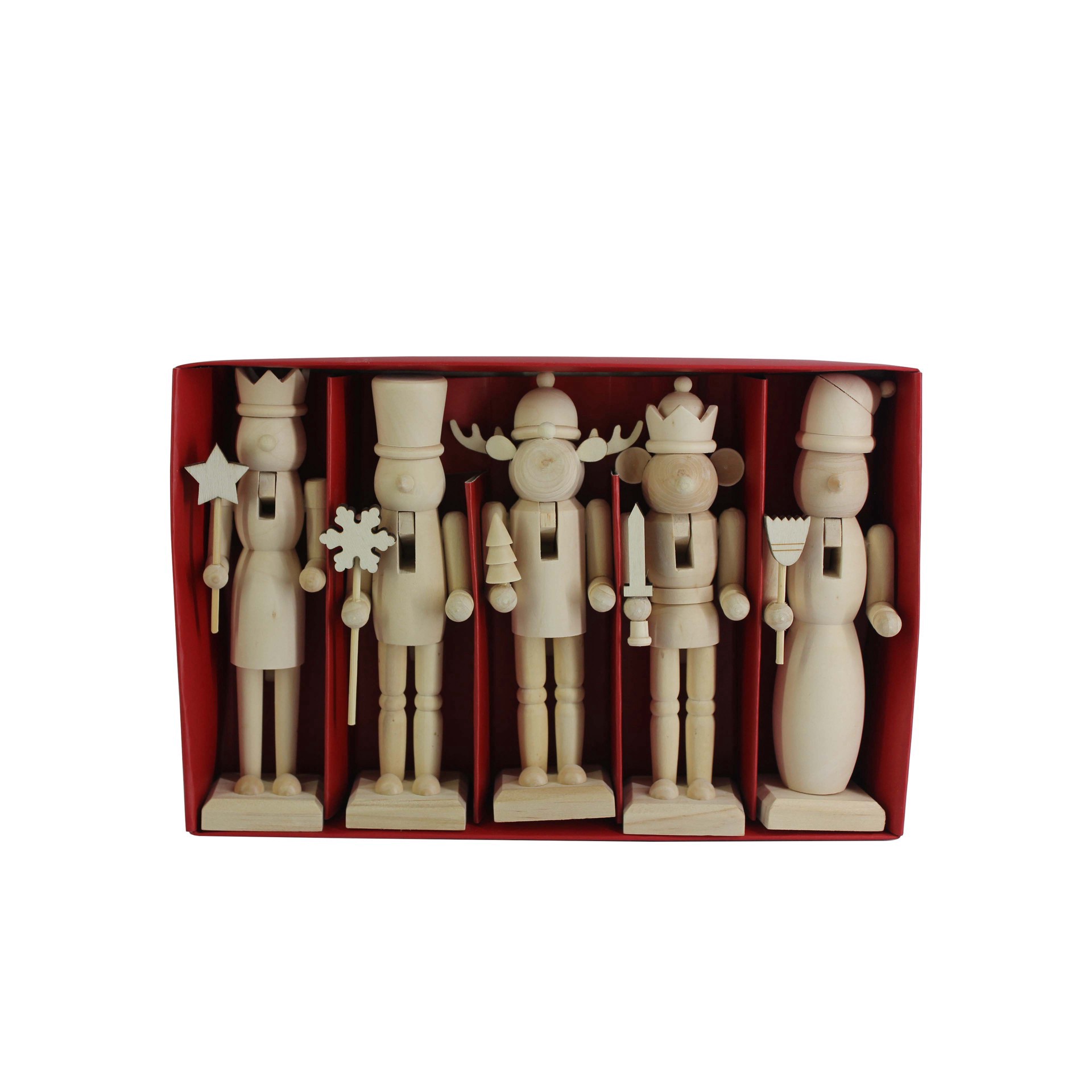 slide 5 of 6, 6" Whimsical 5 Piece Diy Pinewood Nutcracker Set By Make Market, 5 ct