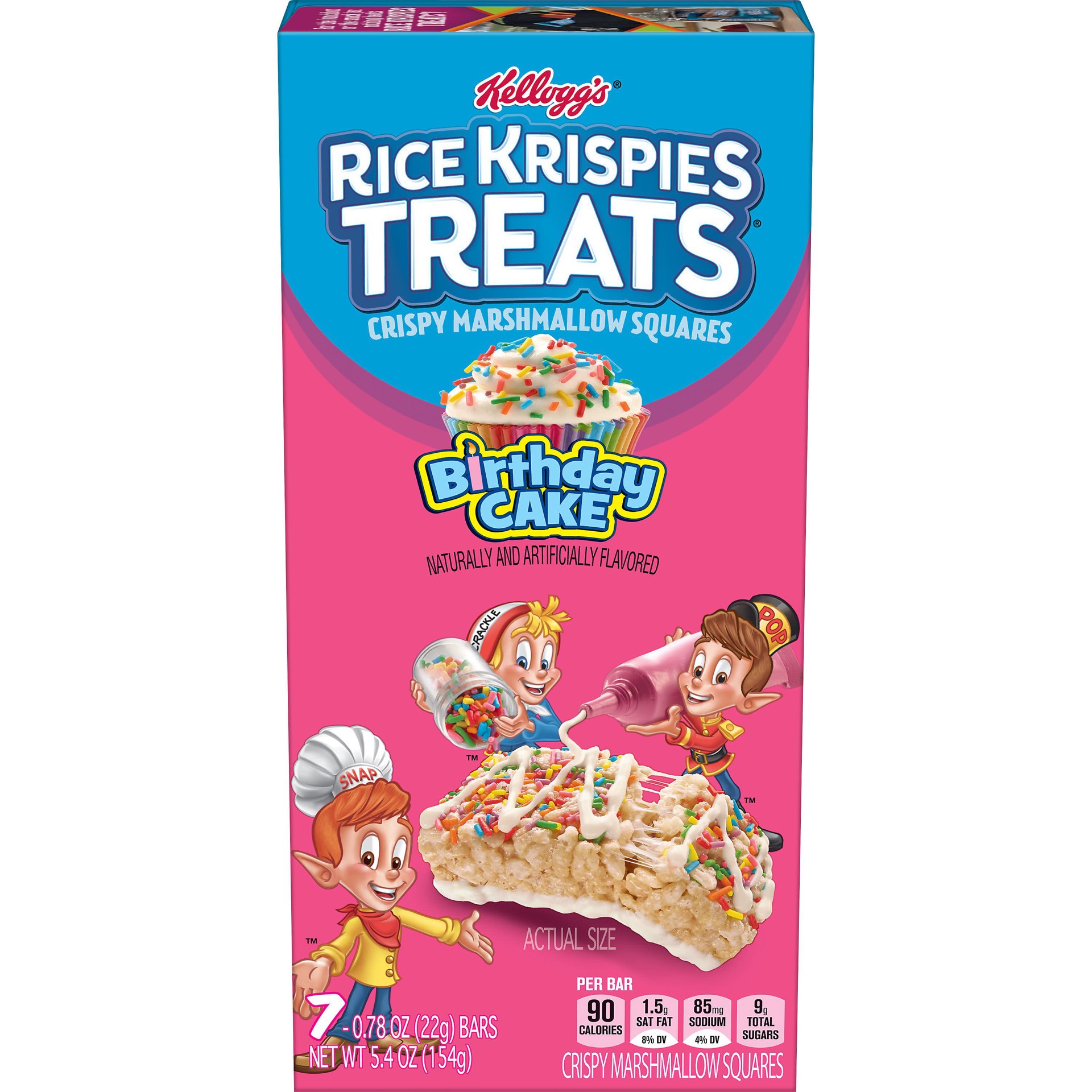 slide 1 of 12, Rice Krispies Treats Marshmallow Snack Bars, Kids Snacks, Lunch Snacks, Birthday Cake, 5.4oz Box, 7 Bars, 5.4 oz