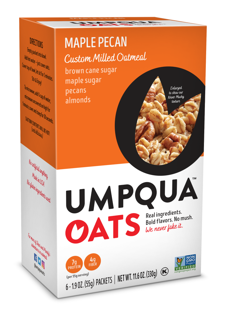 slide 1 of 1, Umpqua Oats Insane Grains Maple Pecan Harvest With Quinoa & Chia Oatmeal, 6 ct