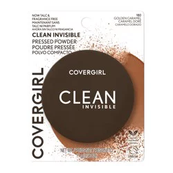 Covergirl Clean Invisible Pressed Powder, Lightweight, Breathable, Vegan Formula, Golden Caramel 180, 11 g / 0.38 oz