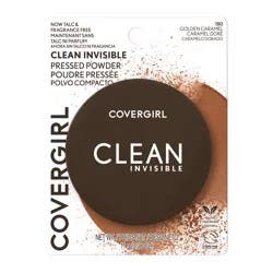 Covergirl Clean Invisible Pressed Powder, Lightweight, Breathable, Vegan Formula, Golden Caramel 180, 11 g / 0.38 oz