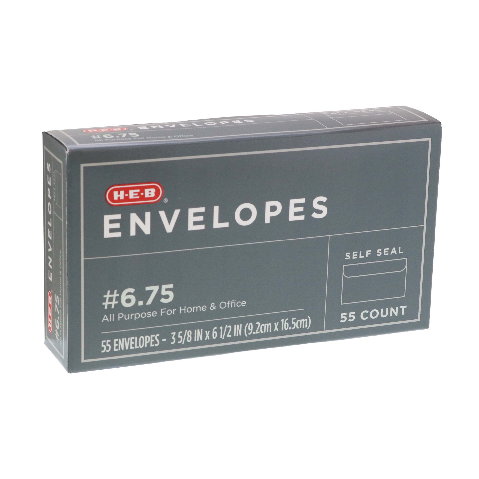 slide 1 of 1, H-E-B #6.75 Self Seal Envelopes, 55 ct