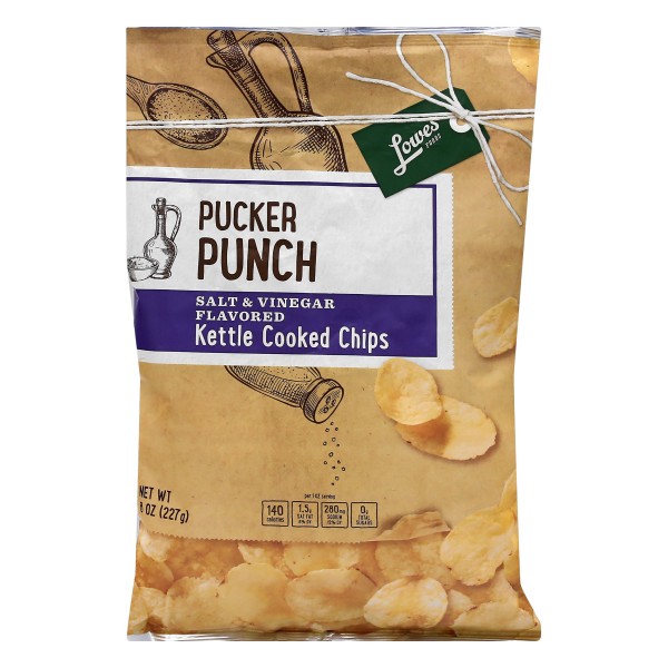 slide 1 of 1, Lowes Foods Pucker Punch Salt & Vinegar Kettle Cooked Chips, 8 oz