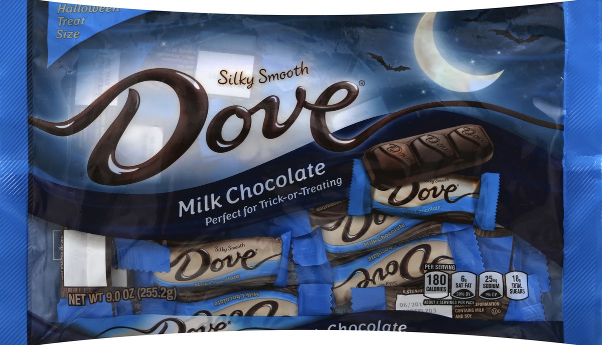 slide 8 of 8, DOVE Milk Chocolate Halloween Treat Size Candy Bars 9-Ounce Bag, 9 oz