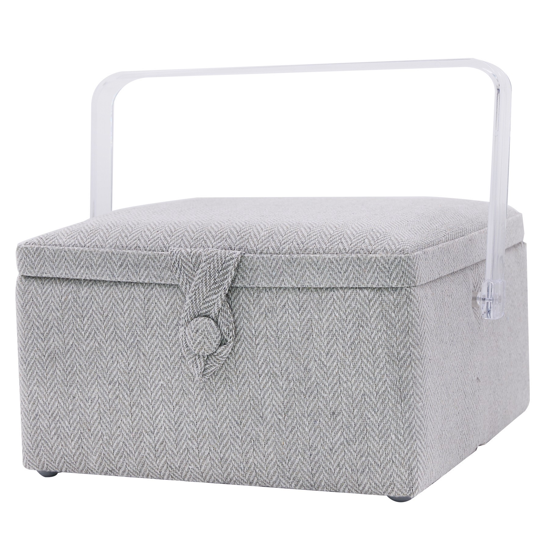 slide 4 of 4, Gray Square Sewing Basket By Loops & Threads, 8.75 in x 8.75 in x 4.75 in